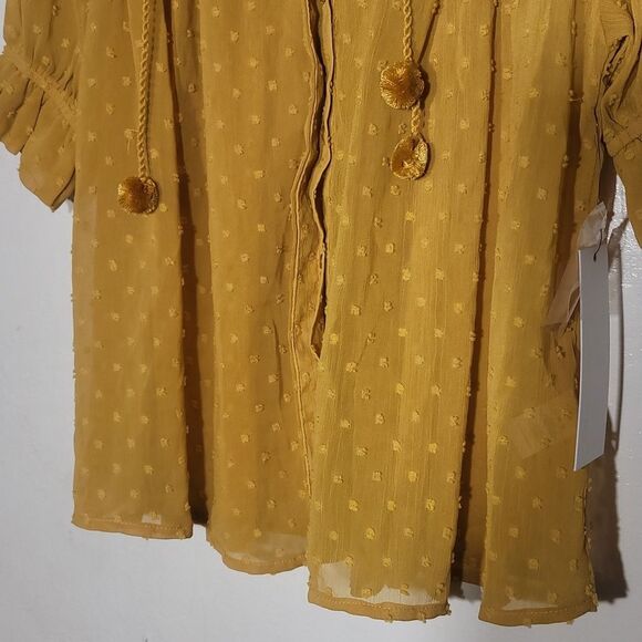 Bishop + Young Sienna Blouse XS NWT Golden Rod Button Down Top MSRP $105 - Picture 6 of 10